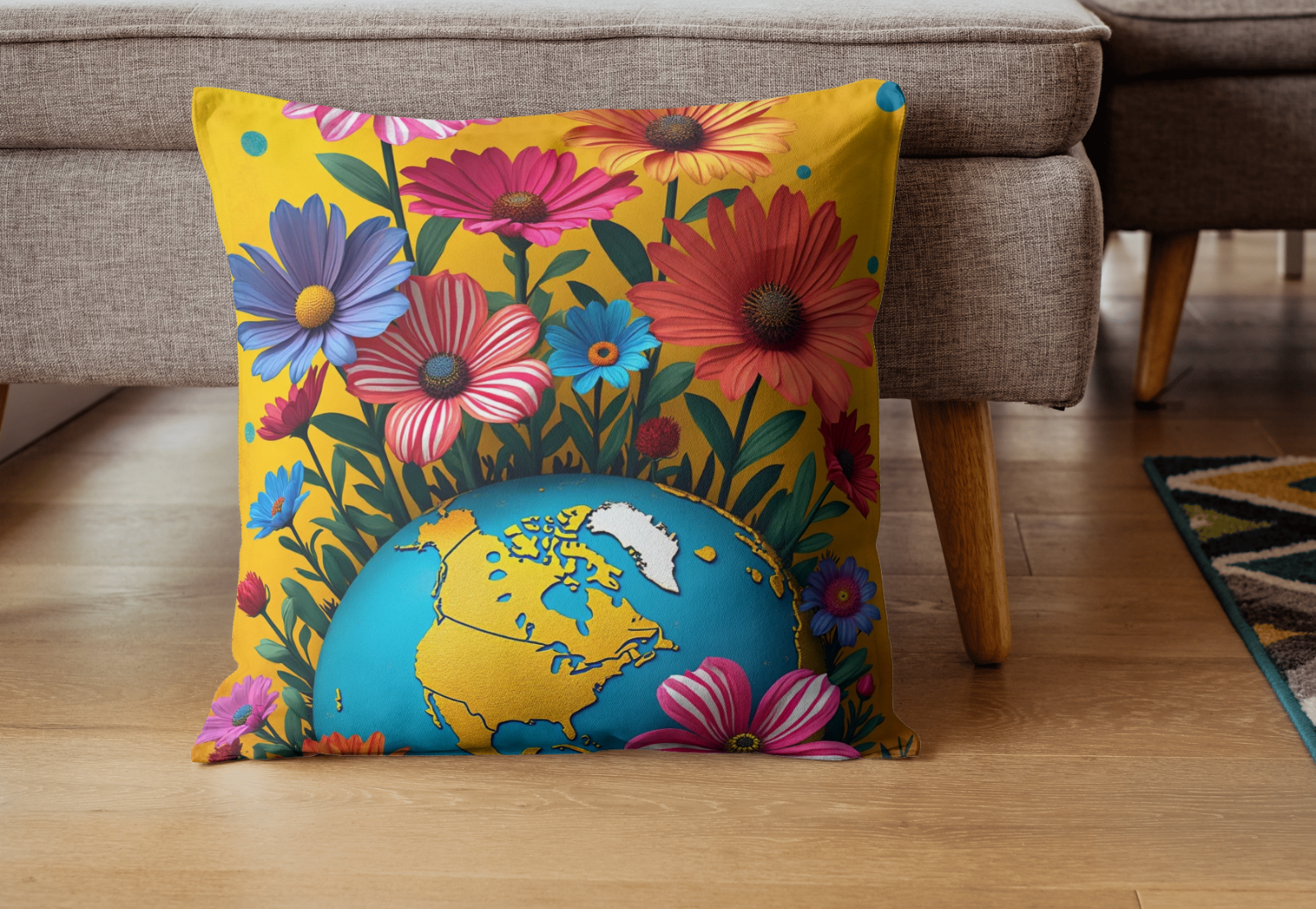 coussin terre fleurie colorée originale coussin terre fleurie colorée originale