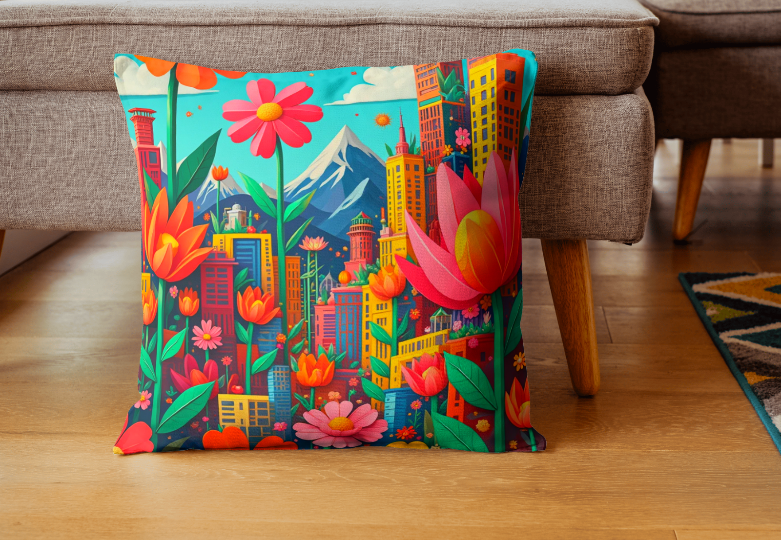 coussin ville en fleurs moderne coussin ville en fleurs moderne